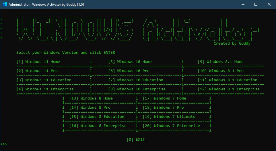 مجموعه فعال سازی های آفیس و ویندوز • Windows Activator by Goddy